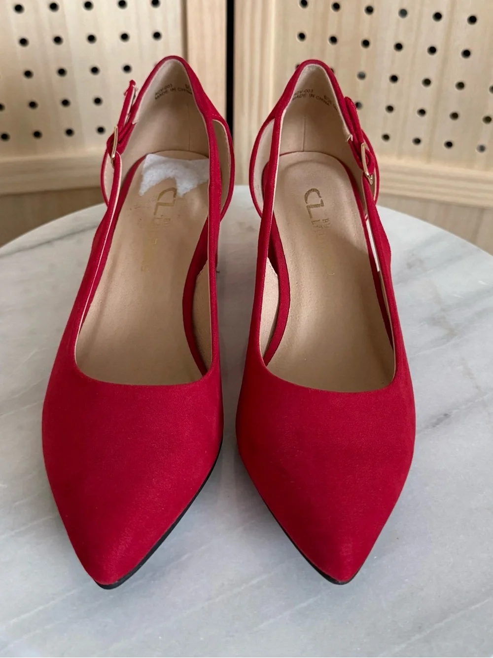 CL by Laundry Red Suede Pointed Slingback Pumps